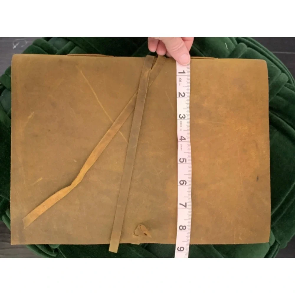 Handmade Leather Journal Deckle Edge Paper Rustic Tan Diary Wrap Tie 11x8.5x2